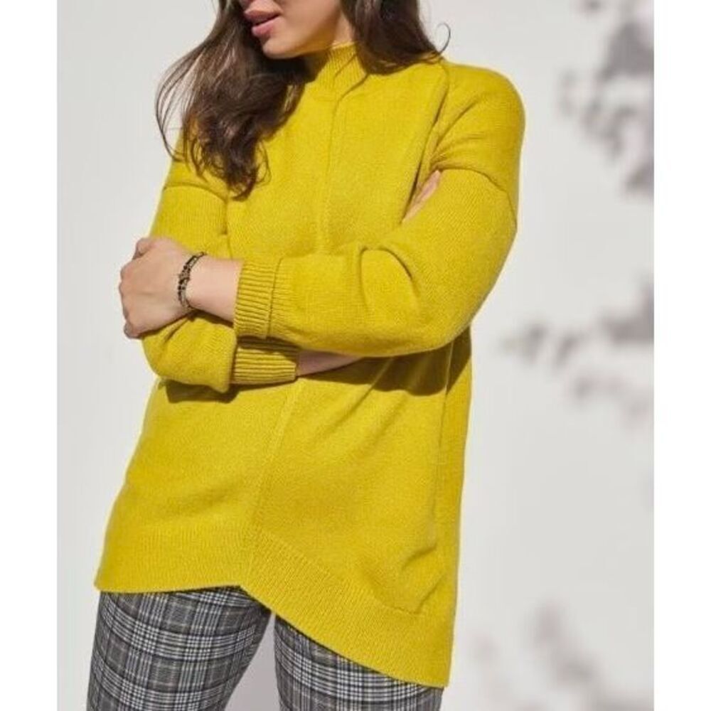 NEW Anthropologie Maeve Crystal Tunic Sweater size M Chartreuse Yellow
